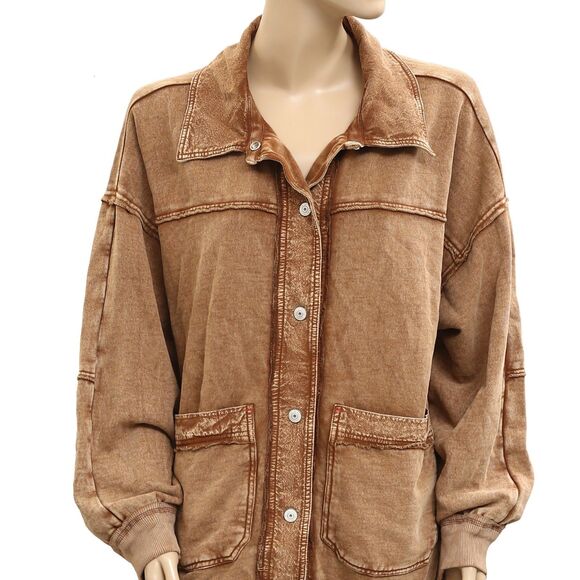 Free People We The Free Gauge Cardi Jacket Top Ribbed Cotton Oversized M 280522 - Picture 6 of 10